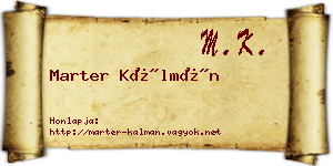 Marter Kálmán névjegykártya